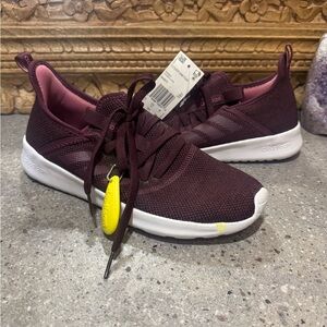 Adidas Women's Maroon and White Sneakers